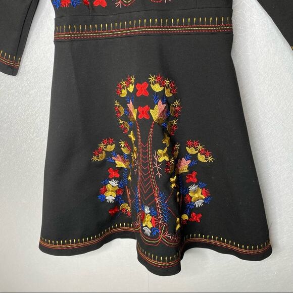 Lai Meng Five Cats Embroidered Floral Dress Fit And Flare Black Size Medium - Picture 5 of 7